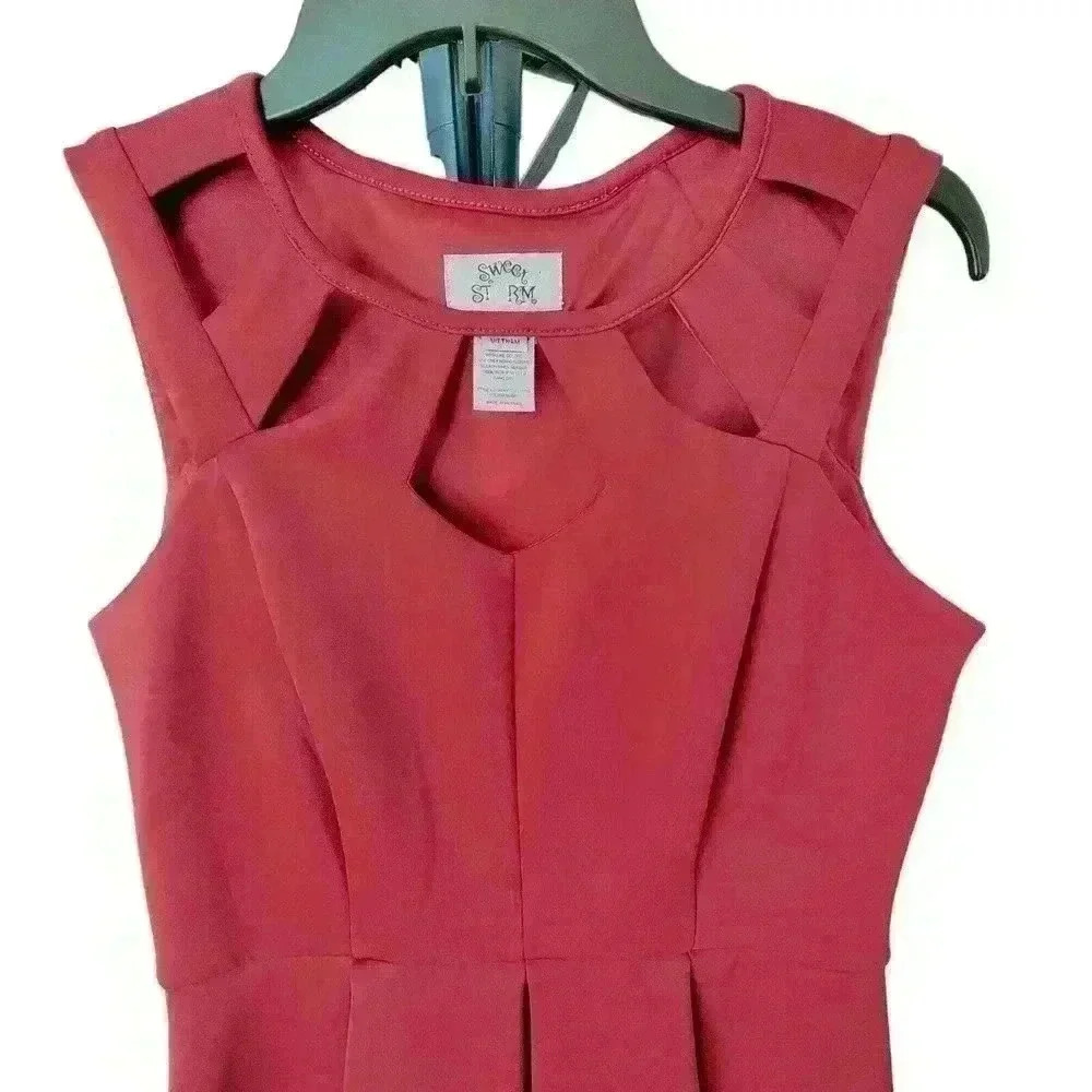 Sweet Storm Red Cutout, Sleeveless, Fit and Flare Knee Length Dress, NWOT Size L - Picture 2 of 5